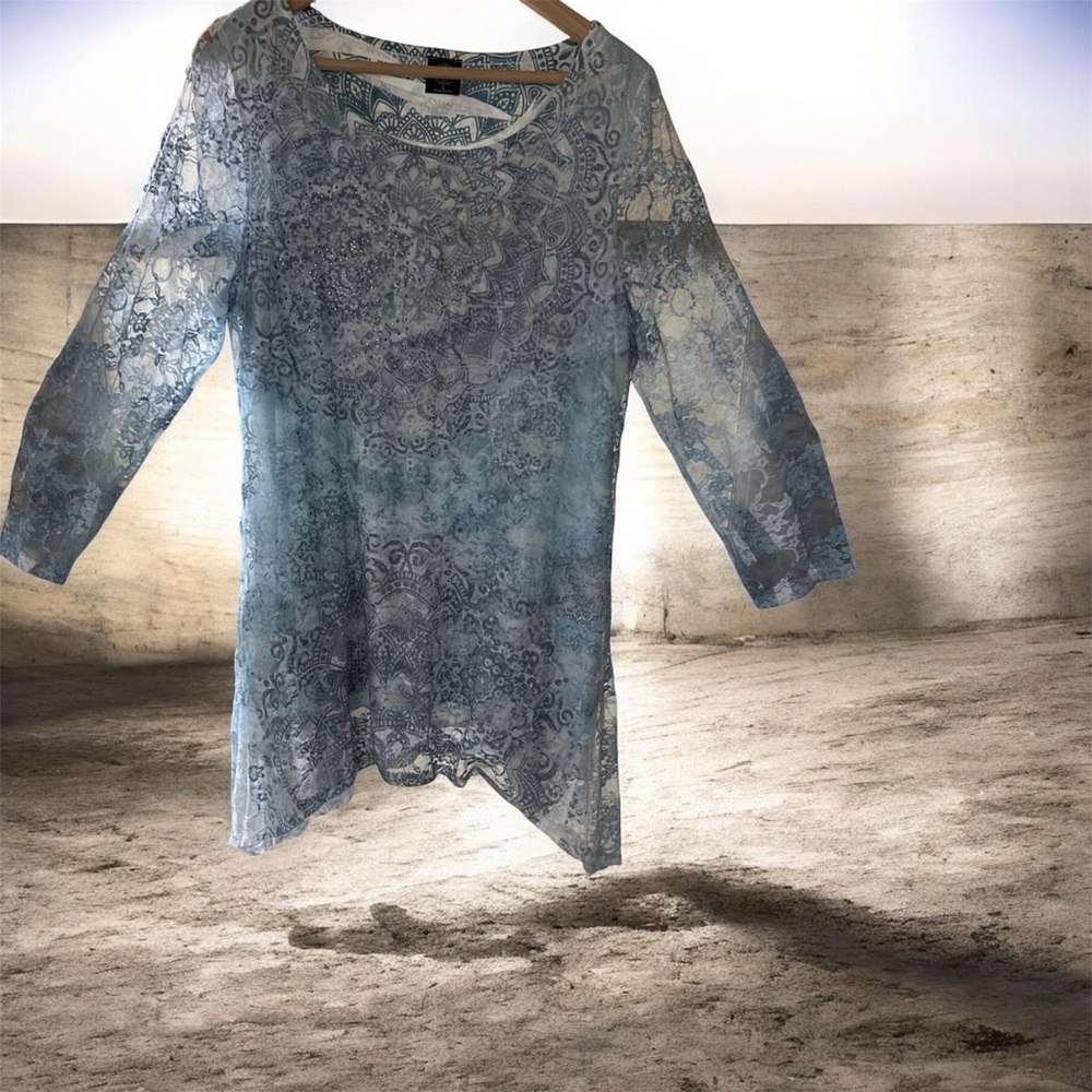 Chic Sky Blue Lace Women's Blouse